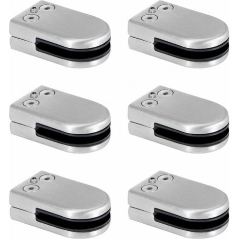 YMYNY 6 Pack Glass Clamps, Stainless Steel Glass Clamps, 6-8 mm Glass Clamp Brackets, Adjustable Glass Clamps, Flat Back, Connection for Balustrades, Stair Handrails