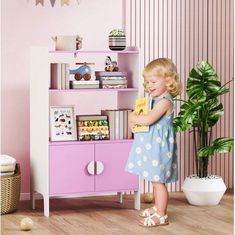 MEUBLIV Kinderbücherregal 60x35x100 cm, Rosa und Weiß – kippsicher, ohne Matratze (1/5)