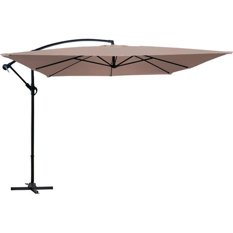 Parasol déporté 3x3m acier taupe