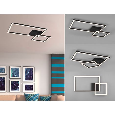 LED Deckenleuchte PADELLA Schwarz dimmbar Neutralweiß, Breite 63cm