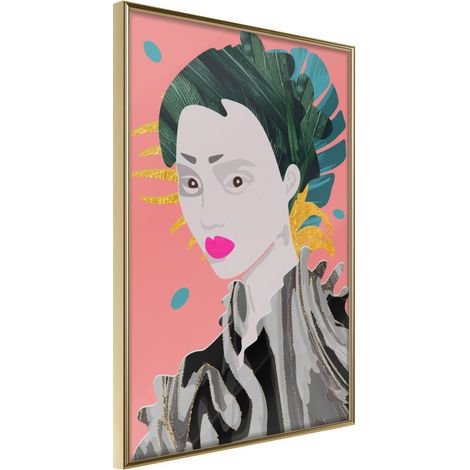 Affiche Murale Encadrée "Geisha" 30 x 42 cm Or