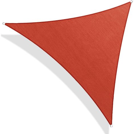 Vela de sombra triangular, ideal para cubrir plantas, invernaderos y terrazas, 5 m x 5 m x 5 m, color rojo. (1/4)