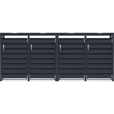 Quadruple Wheelie Bin Metal Storage - Anthracite Grey (1/5)
