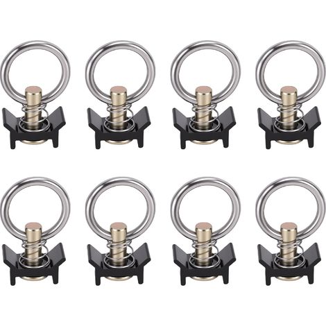 Lot de 8 fixations pour rail en L à un seul goujon avec anneau rond, réutilisables, capacité de 4 000 lb, pour plateau de camion ou remorque, noir. (1/5)