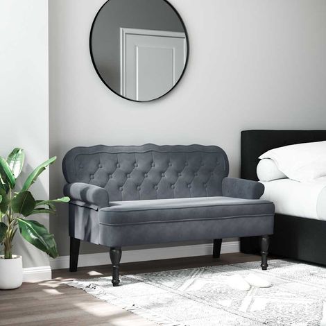 vidaXL Panca con Schienale Grigio Scuro 119,5x64,5x75 cm in Velluto