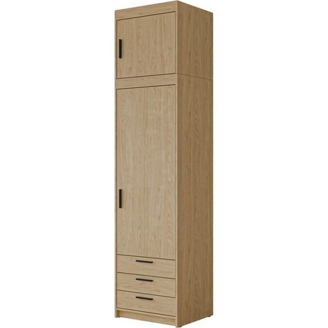 Estantería Novduni 111, Roble, Con puertas, Cerrable, Con cajones, Aglomerado laminado, Número de puertas: 0, Número de cajones: 0, 246x60x53cm