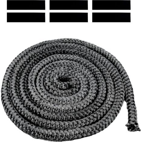 Cordon d'étanchéité pour cheminée, poêle, diamètre 8 mm x longueur 3 m, cordon en fibre de verre ignifuge, cordon d'étanchéité de qualité supérieure pour de nombreux modèles de cheminée, fumoir (1/5)