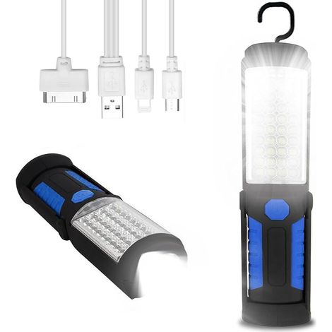 800 Lumen LED-Lampe, verstellbar, Magnetfuß  Ultrahell, 3 Helligkeitsstufen, 1800 mAh Akku, wasserdicht (IPX6) und USB-C-Anschluss, Powerbank, ideal für Werkstatt, Auto und Camping (1/5)