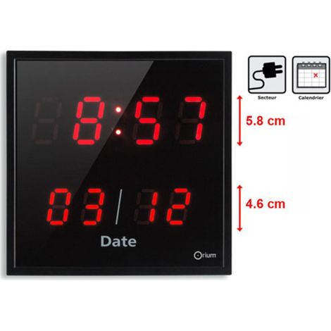 Horloge LED date - Rouge - Orium (1/3)