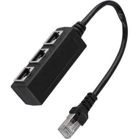 Adaptador de cable de extensión Ethernet Free Life©, 1 conector macho a 3 conectores hembra, divisor de puerto (1/4)