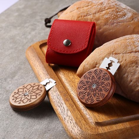 Couteau à pain en bois de rose de style européen, style UFO, pour baguettes, portable, rond et souple, idéal pour réparer le pain (coupe-pain en bois de rose) (1/5)