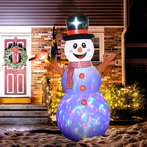 Bonhomme de neige géant, 2,40 m, décoration de Noël, avec LED, autogonflant, polyester (1/5)