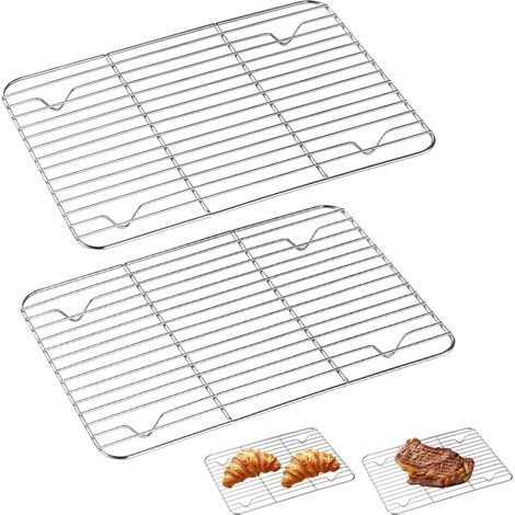 2 Pièces Grille de refroidissement, Acier inoxydable, 29,7x18,5cm, Antiadhésive, Pour cuisson, Barbecue (1/5)