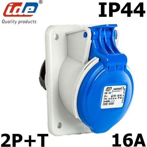 Prise femelle CEE 2P+T 16A étanche IP44 ou IP67 à encastrer sur coffret - Étanche IP67 ou IP44 - IP44 - Socle de prise à encastrer 2P+T - 16A - 230V (1/5)
