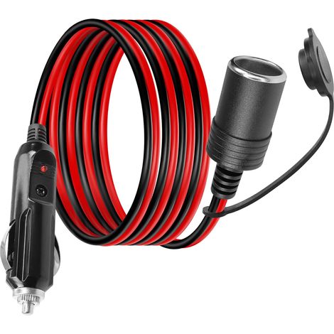 12V Cigarette Lighter Extension Cord YACSEJAO 6.6FT/2M 16AWG Car Cigarette Lighter Male to Female Socket Cable with 15A Fuse for Tire Pump, Air Compressor, Cleaner, Air Compressor Pump (1/5)