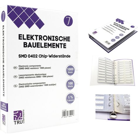 TRU COMPONENTS TC-6869400 TC-6869400 Sortiments-Album SMD 0402 0.625 W 1 % 1000 Teile (1/3)