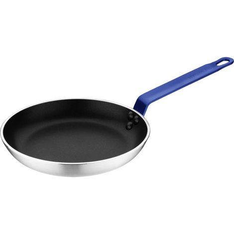 Poêle en aluminium antiadhésive Teflon Platinum Plus avec poignée bleue 24cm - HYGIPLAS (1/4)
