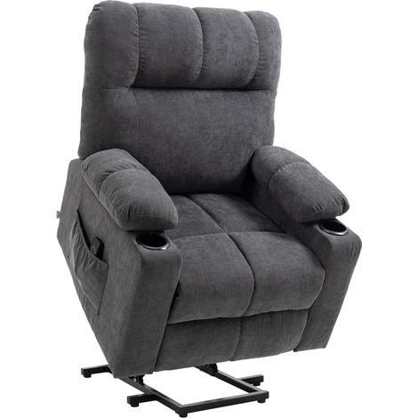 Poltrona relax elettrica reclinabile con alzata, massaggio e riscaldamento, grigio scuro (1/5)