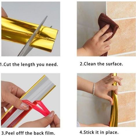 Cornière PVC Auto adhésive - Imperméable Flexible - Protection d'angle - Or 5m x 2cm (1/5)