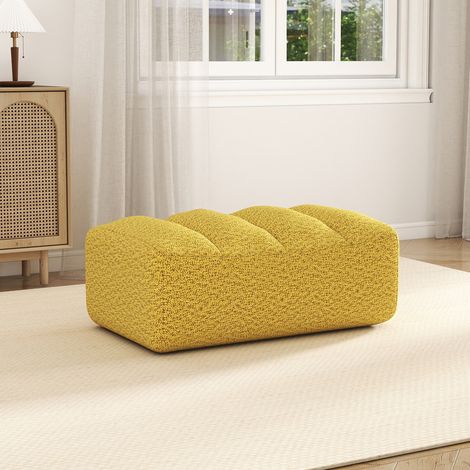 Modularer Sitzsack aus Granuliertem Fleece, Ergonomische Sitzform, Ottoman, Gelb (1/5)