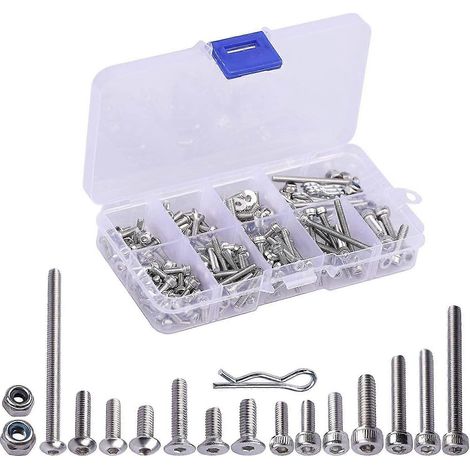 Kit de 205 vis à tête fraisée en acier inoxydable pour camions RC 1/10 et 1/8 Slash, Axial, Arrma et Redcat. (1/5)