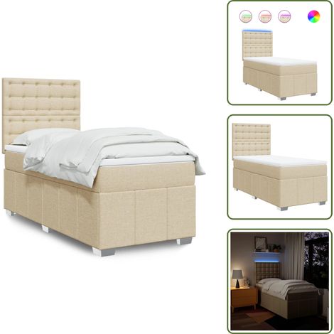 Cama con cabecero ajustable - vidaXL Cama box spring con colchón tela color crema 80x200 cm - Colchón ensacado