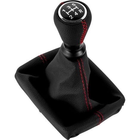 Pomo de palanca de cambios de cuero con funda para Peugeot 206 y 406 – color rojo, acabado premium y fácil instalación.