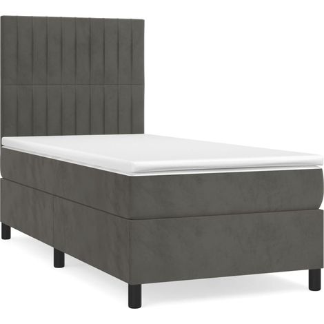 Maison Exclusive - Giroletto a Molle con Materasso Grigio Scuro 90x200 cm Velluto