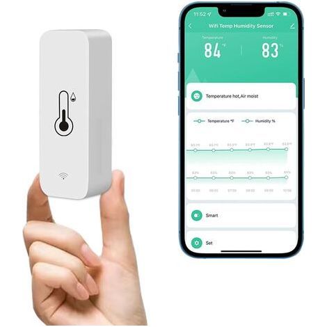 Capteur hygromètre thermomètre WiFi – Moniteur de température et d'humidité sans fil – Compatible avec Alexa et Google Home – Autonomie 1 an (1/5)