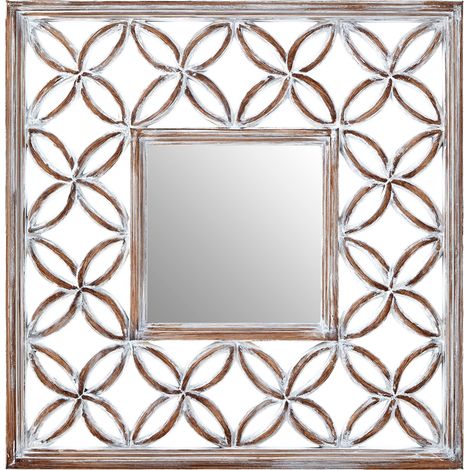 Premier Housewares Antique White Lattice Frame Wall Mirror