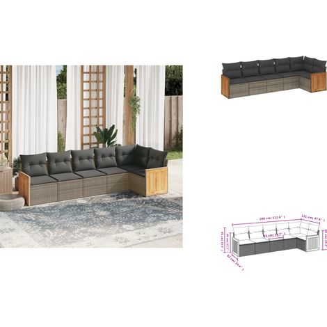 6-tlg. Garten-Sofagarnitur mit Kissen Grau Poly Rattan - Gartensofa - Outdoor Möbel - Lounge Set - Rattan Gartenmöbel - Gartenlounge (1/3)