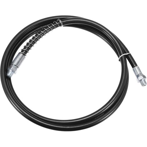 Grease Gun Hose 59" 10000 Psi Spring Flex High Pressure Quick Release Grease Replacement with Coupler 1/8" NPT Nets for Grease Gun, Black (1/5)
