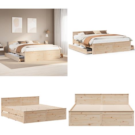vidaXL Cadre de lit sans matelas avec tête de lit 180x200 cm bois pin (1/5)