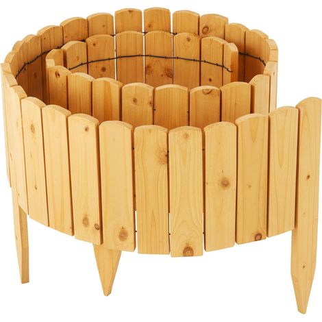 Relaxdays Valla para Parterres, 200 cm, Flexible, Parte Visible 30 cm, para Hincar, Madera, Borde Césped, Marrón Claro