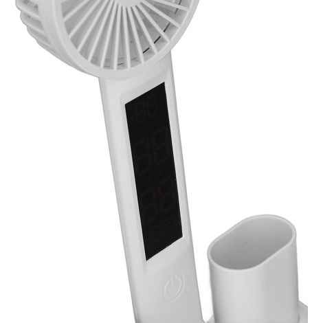 Zusammenklappbare 4-armige Schreibtischlampe mit wiederaufladbarem Ventilator, 3-farbig einstellbarem LED-Digitaldisplay und Stifthalter zum Lernen und Lesen. (1/5)