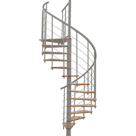 Minka Spindeltreppe Fusion 37 - 295cm Geschosshöhe Buche Grau 160cm Durchmesser (1/5)
