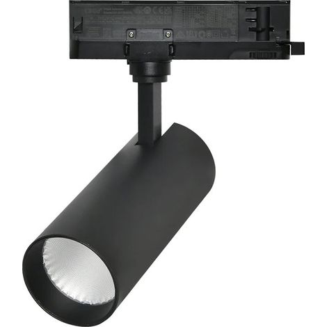 Faretto LED per Binario Trifase 30W Osram 2700 Lumen Fascio 30° IP20 Alluminio Nero Luce Naturale 4000K Non Dimmerabile