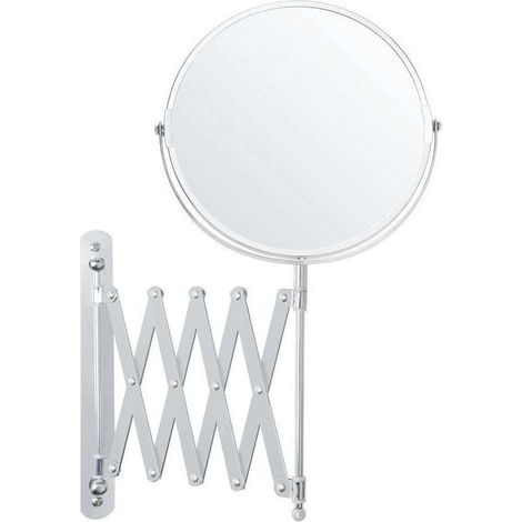 Extendable and 360° Rotating Wall-Mounted Magnifying Mirror - 3x Magnification - 22 x 21.7 cm - Double-Sided Stainless Steel Bathroom Wall Mirror for Makeup and Shaving (1/5)