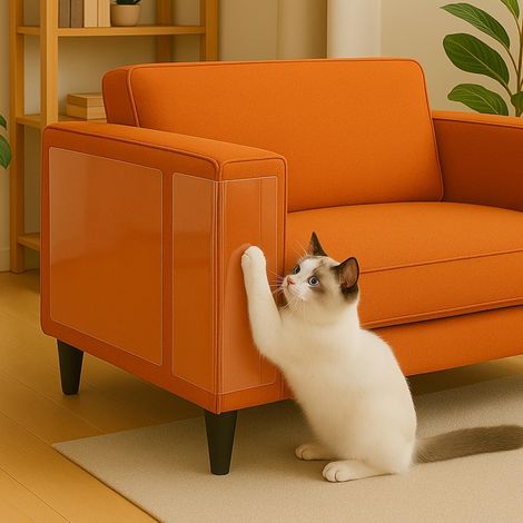 1 Rouleau Film Anti-Rayures Chat, Transparent, Protection Meubles Canapé Mur Porte, 5m x 20cm