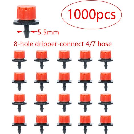 (1000 pièces) Buse d'irrigation de jardin 4/7 mm, goutteur réglable, arroseur, système d'irrigation goutte à goutte pour plantes en pot (1/5)