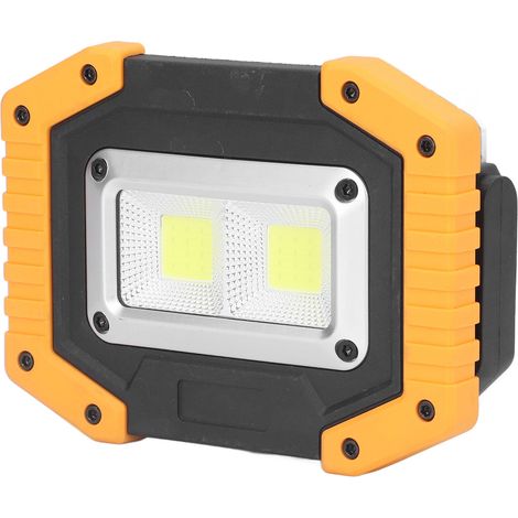 Lampe de travail COB, lampe portable d'urgence, projecteur rechargeable USB avec support pivotant 180°, étanche pour camping, randonnée, réparation auto et bricolage (sans batterie) (W840) (1/5)