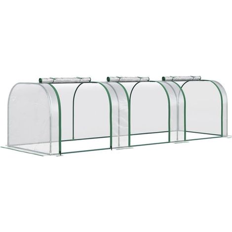 SERRA A TUNNEL IN PVC TRASPARENTE E ACCIAIO CON PORTE A CERNIERA 295X100X80 CM (1/5)