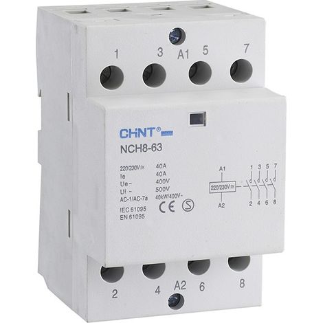 Contactor modular 4NA 40A/230V NCH8-40/40-230 de Chint Electric