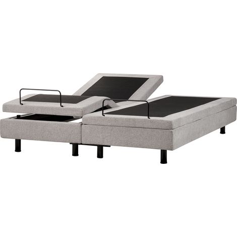 Cama articulada eléctrica moderna mando a distancia ajustable sin cabecero poliéster gris claro 180 x 200 cm Duke II