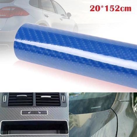 Autocollant Vinyle - DIY - 6D - Fibre de Carbone - 20x152cm - Couleur Bleu (1/4)