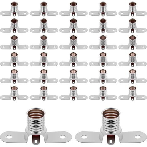 30 Pièces E10 Petit Porte-Ampoule, E10 Douille Ampoule, Argent Base de Lampe à Vis, Petite Ampoules Douille pour École Laboratoire Accessoires Électriques de Circuits (1/5)
