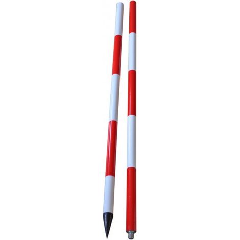 Jalon de Topographie Alu Vissable 2x1m – Rouge & Blanc (Avec Étui) – WILMART