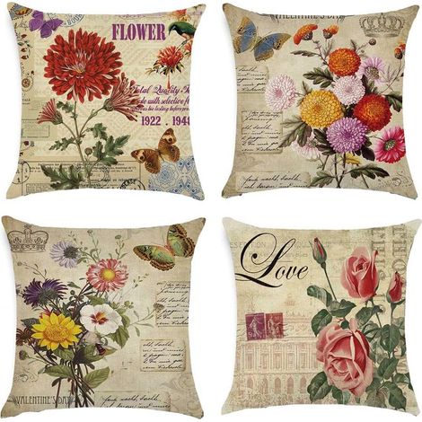 Set mit 4 Baumwollkissenbezügen mit tropischem Pflanzenmuster, 45 x 45 cm, Baumwolle, H, 45 x 45 Zentimeter