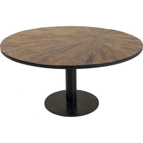 Mesa de centro de madera y metal marrón 90x90x45 (1/5)