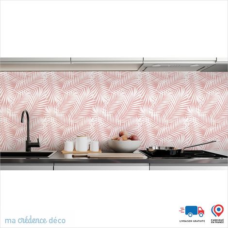 Crédence : Dessin Feuilles de palmier 1 - Couleur Rosé - Alu composite - 120 - 60 (1/3)